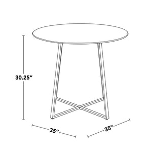 English Elm Dinette Round Tempered Glass Top Table with Gold Legs for Compact Dining Spaces B202S02139