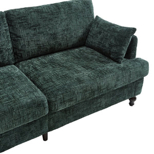 English Elm Modern chenille 2-seater sofa with LED lighting, USB charging, storage pocket, sturdy wood legs Emerald W395P318546