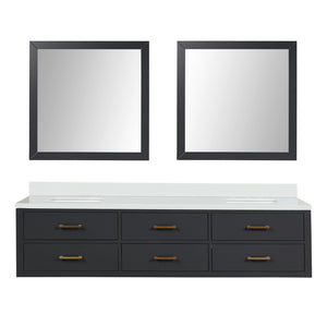 English Elm Black Double Bath Vanity With Cultured Marble Top, 80" Width, And Two Elegant Mirrors For Storage B2731S01585