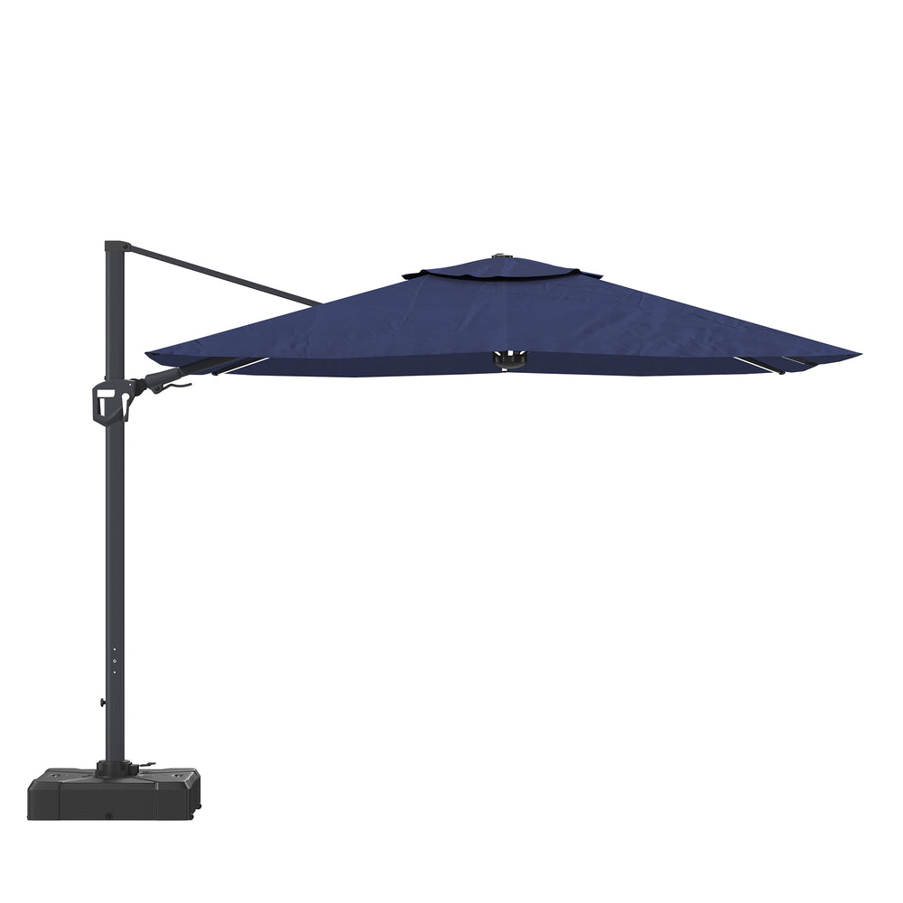 English Elm 11FT Square Cantilever Patio Umbrella with LED Light, UPF50+ 280g Solution-Dyed Fabric, Rust-Resistent Frame Blue 108.27 L x 16.54 W x 6.69 H T3609P352401