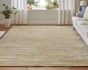 Feizy Rugs Eas69fqf Eastfield Modern Abstract Hand-loomed Viscose And Wool Rug - Artisanal Style For Any Space Yellow,Ivory,Gold Viscose,Wool Eas69fqfgldivye10