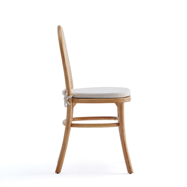 English Elm Paragon Solid Ash Wood Cane Back Dining Chair with Upholstered Seat, Tall Round Back, 275lb Capacity Oatmeal B365P397794