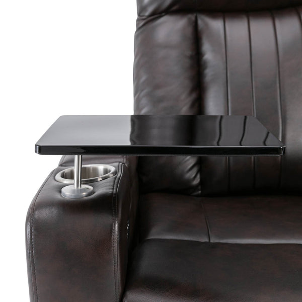 English Elm Premium Power Recliner with Storage Arms, Cupholders, Swivel Tray Table and Phone Stand for Ultimate Comfort and Convenience Brown N719S000710D