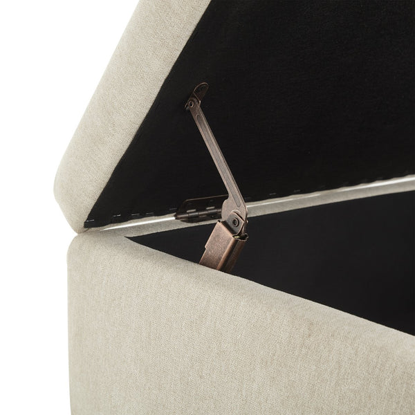 English Elm Mid-century square storage bench with solid wood frame, microfiber upholstery, versatile ottoman seat and tabletop functionality for living room and entryway appeal Beige W1539P269651