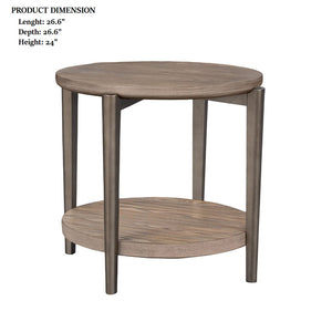 English Elm Round Round End Table with Metal Legs and Open Shelf, Modern Circular Accent Table, Durable Design Natural 30 L x 29 W x 8 H B2741P395330