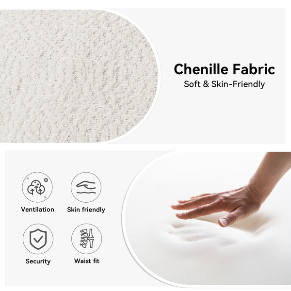 English Elm 004-Modern Plush 3-Seater Chenille Sofa 77" — Deep Seat, High-Density Foam, 750LB Capacity, Ivory White W2636P232362