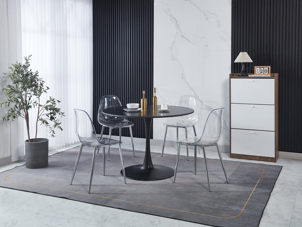 English Elm chrome minimalist transparent dining chair set of 4 with chrome metal legs, 220lb capacity, easy assemble W234P196530