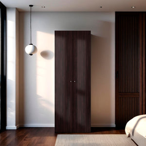 English Elm Armoire, Three-Door Engineered Wood Wardrobe in Walnut and Black Wengue with 3 Shelves for Organized Storage Multi 71.62 L x 20.08 W x 5.12 H B097P369452