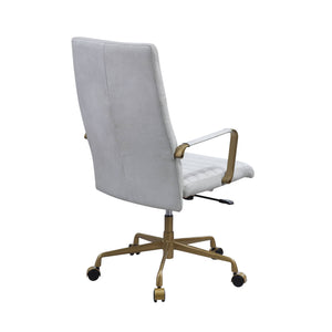 English Elm Duralo Vintage Off White Top Grain Leather Office Chair – 360° Swivel, Adjustable Height, Cushioned Comfort B2726P346935