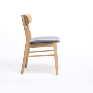 English Elm [video] Set of 2 Minimalist Dining Chairs with Cushioned Seats and Oak Rubberwood Legs N759P371095E