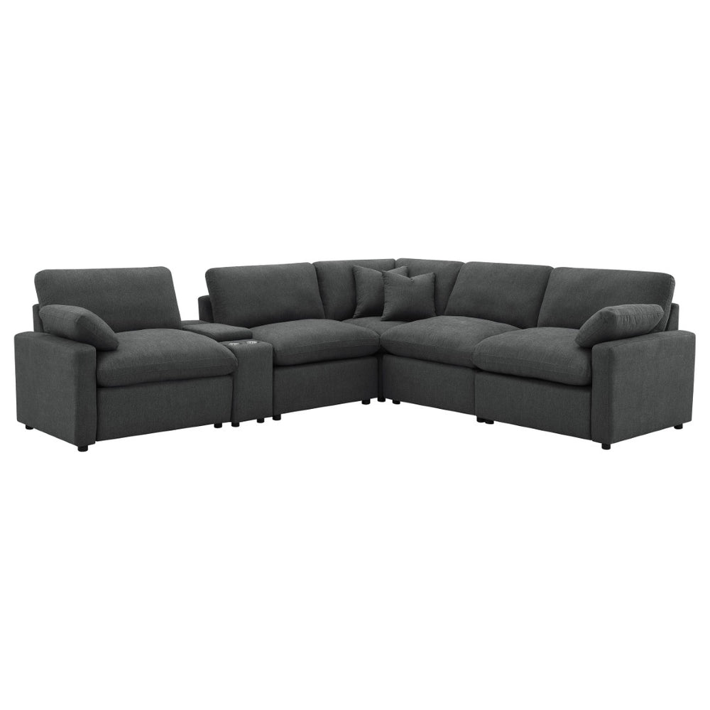 English Elm Hollander Six Piece Modular Sectional with Power Recliners and Deep Cushion Seating B062S01780