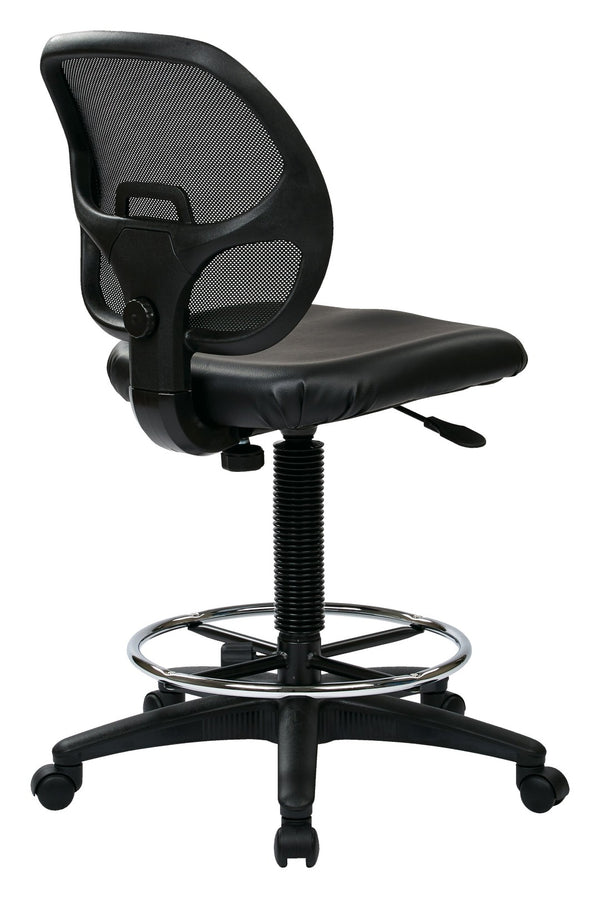 OSP Home Furnishings Deluxe Ergonomic Drafting Chair with Breathable Mesh Back and Padded Seat for Studio Use 18" DC2990V