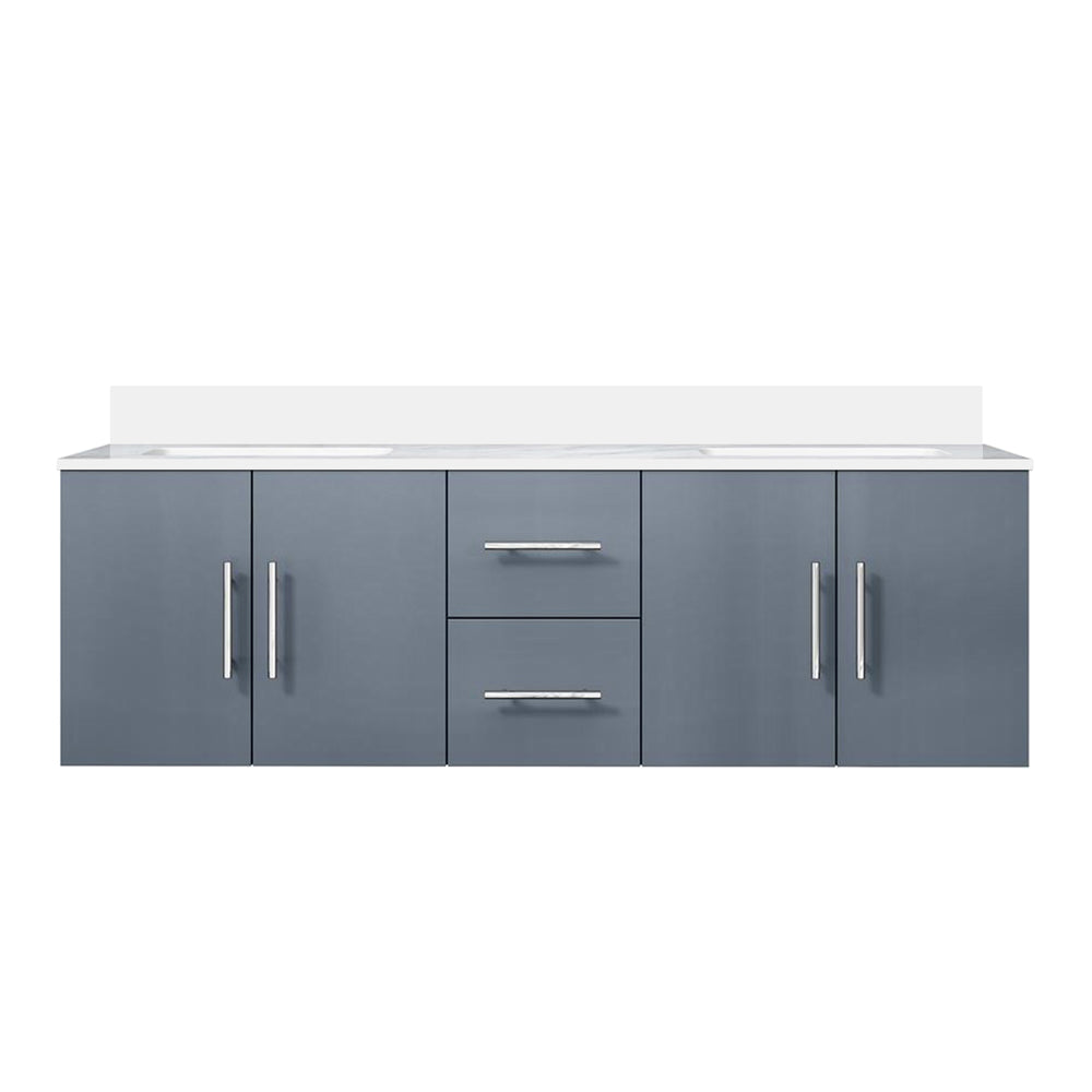 English Elm Dark Grey 60" Double Bath Vanity with Cultured Marble Top, Solid Wood, Soft-Close Drawers, Storage B2731P258671