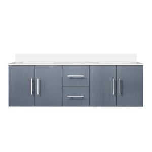 English Elm Dark Grey 60" Double Bath Vanity with Cultured Marble Top, Solid Wood, Soft-Close Drawers, Storage B2731P258671