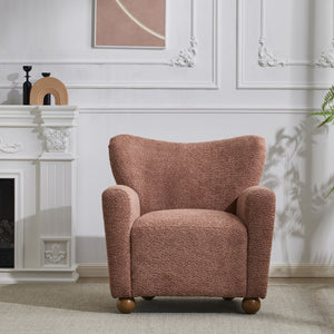 English Elm Christopher Knight Home® - Cozy Wingback Armchair with Plush Bouclé Upholstery, Solid Wood Legs, Timeless Elegant Comfort Coral 32 L x 29.5 W x 26.75 H N776P293322R