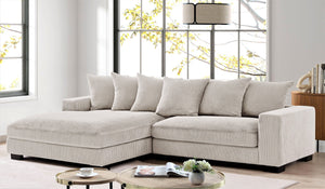 English Elm Luxe Oversized Two-Piece Left Facing Sectional Sofa In Ivory Corduroy – Stylish, Comfort & Versatile! B2735S00005
