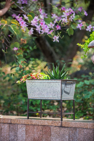 English Elm Set Of 2 Zale Rustic Metal Planters With Stands - Stylish, Durable, Perfect For Indoor & Outdoor Decor W2078P323427-GIGA