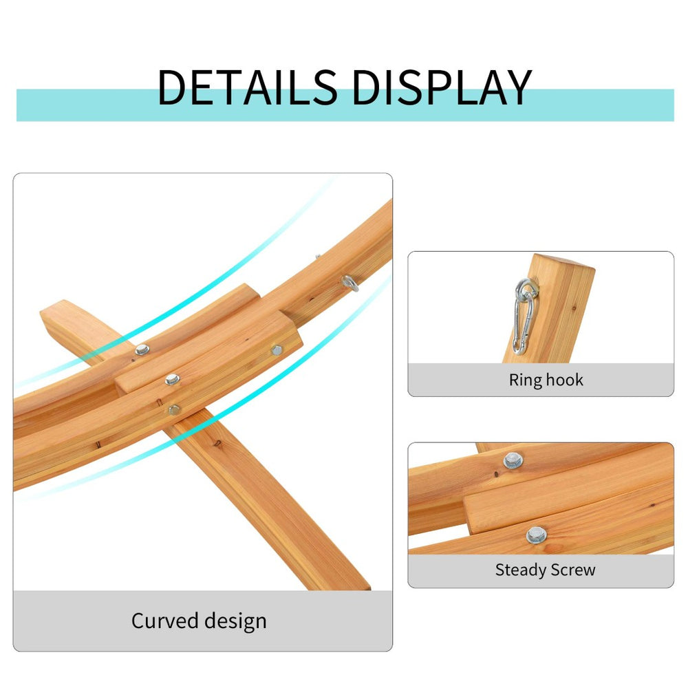 English Elm Outsunny 10.6' Curved Wooden Hammock Stand - Stylish, Durable, Up To 264Lbs, Perfect For Indoors & Outdoors W2225P174061-GIGA