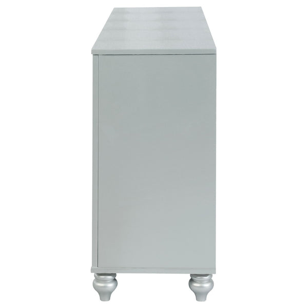 English Elm Arabesque Six Drawer Dresser with Crystal Pulls and Fretwork Art Deco Glam Finish B062P441419