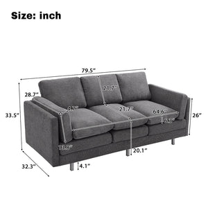 English Elm Modern Three Seat Chenille Sofa with Pocket Spring Cushions for Living Rooms Grey N763P351754E