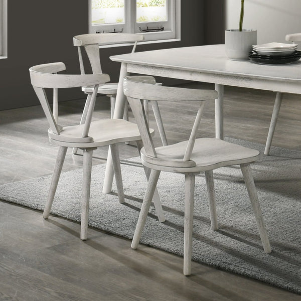 English Elm 2-piece Solid Wood Farmhouse Dining Chair Set with Weathered Rustic Finish W2537P214545