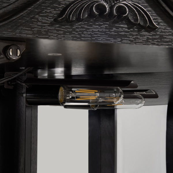 English Elm Lighted Corner Curio Cabinet With Adjustable Shelves, Elegant Black Design, Perfect For Home Display W1758P300126