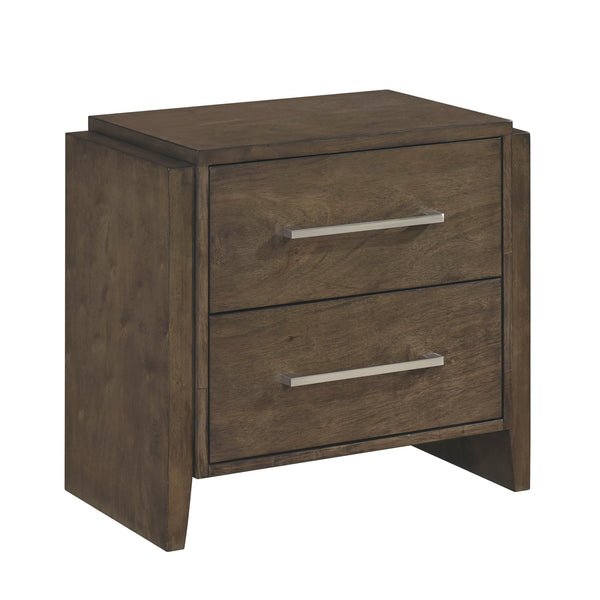 English Elm Transitional Dark Walnut Nightstand Two Drawers Solid Rubberwood 26x15.5x24.5" No Assembly Required elegante B011P332262