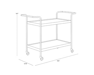 Sunpan DURVA Coastal Bar Cart – Elegant Glass & Rattan Serving Station for Stylish Entertaining Spaces 111311