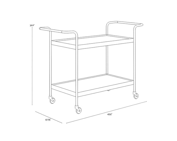Sunpan DURVA Coastal Bar Cart – Elegant Glass & Rattan Serving Station for Stylish Entertaining Spaces 111311