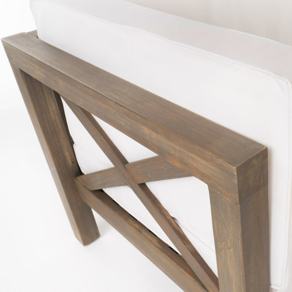 English Elm Christopher Knight Home® - BRAVA X-Back Corner Chair with Acacia Wood Frame, Water-Resistant Cushions & Classic Cross-Back Design White 64489.00WHI