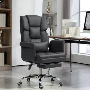 English Elm Homcom Ergonomic Executive Office Chair With Reclining Back, Footrest & Lumbar Support For Comfort W2225P250006