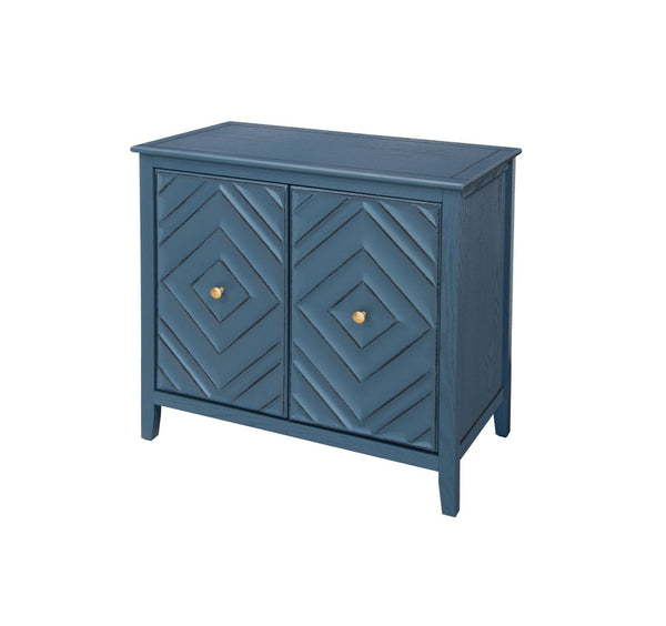 English Elm Geometric Diamond Embossed Sideboard Cabinet Matte Vintage Mdf Entryway Storage Blue W688P364739