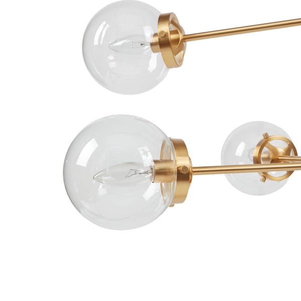 English Elm 8-Light Metal Globe Chandelier Gold Finish with Clear Glass Shades, 34" Dia, Modern Luxe Fixture B035P264529