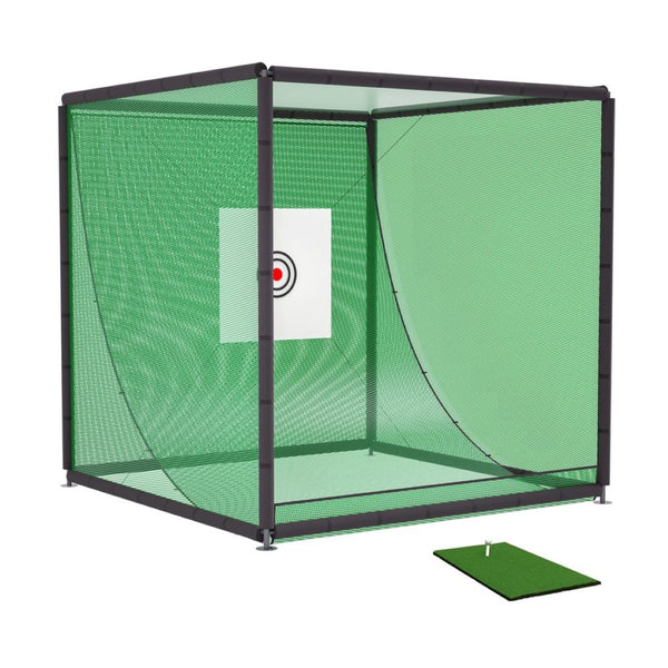 English Elm Golf Practice Cage with Powder Coated Steel Frame Double Layer Net Backyard Training W1422P284885