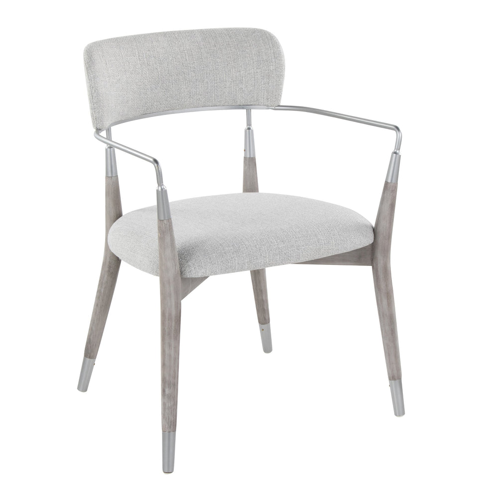 English Elm Savannah Grey Brushed Wood Dining Chairs Set of 2 with Light Grey Fabric & Silver Accents, Modern Style B202P223649