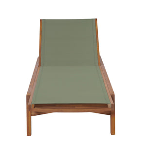 English Elm Christopher Knight Home® - OUTDOOR Chaise Lounge with Acacia Wood Frame and Breathable Mesh Seating for Durable Outdoor Comfort Green,Natural 63.5 L x 31.25 W x 6 H N776P286344G