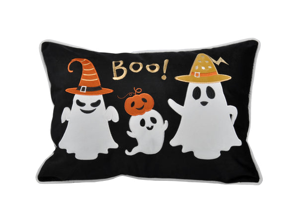 English Elm Halloween Boo Ghost Velvet Throw Pillow - Cozy, Soft, And Durable Decor For Family-Friendly Fun! B357P360659