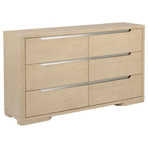 English Elm Mirador Six Drawer Elm Veneer Dresser with Brushed Nickel Pulls for Modern Bedrooms B062P447745
