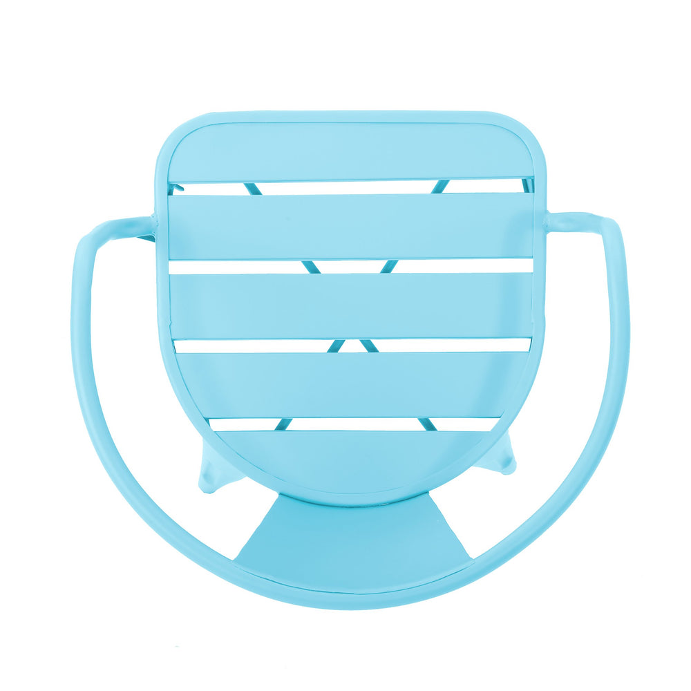 English Elm Christopher Knight Home® - COLMAR Matte Light Blue 3-Piece Metal Bistro Set — Powder-Coated Iron, Weather-Resistant, Stackable Chairs, Slatted Top/Table N773P278409B