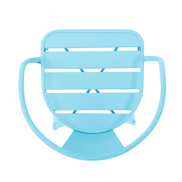 English Elm Christopher Knight Home® - COLMAR Matte Light Blue 3-Piece Metal Bistro Set — Powder-Coated Iron, Weather-Resistant, Stackable Chairs, Slatted Top/Table N773P278409B