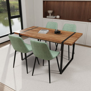 English Elm 59" Modern Farmhouse Dining Table Set With 4 Suede Chairs – Stylish & Durable For Any Space! W2189S00618