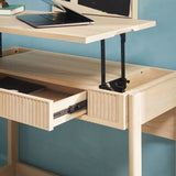 Holmes Modern Lift Top Standing Desk with Reeded Drawer Coastal Oak WEHOL42OS2CO0 Walker Edison