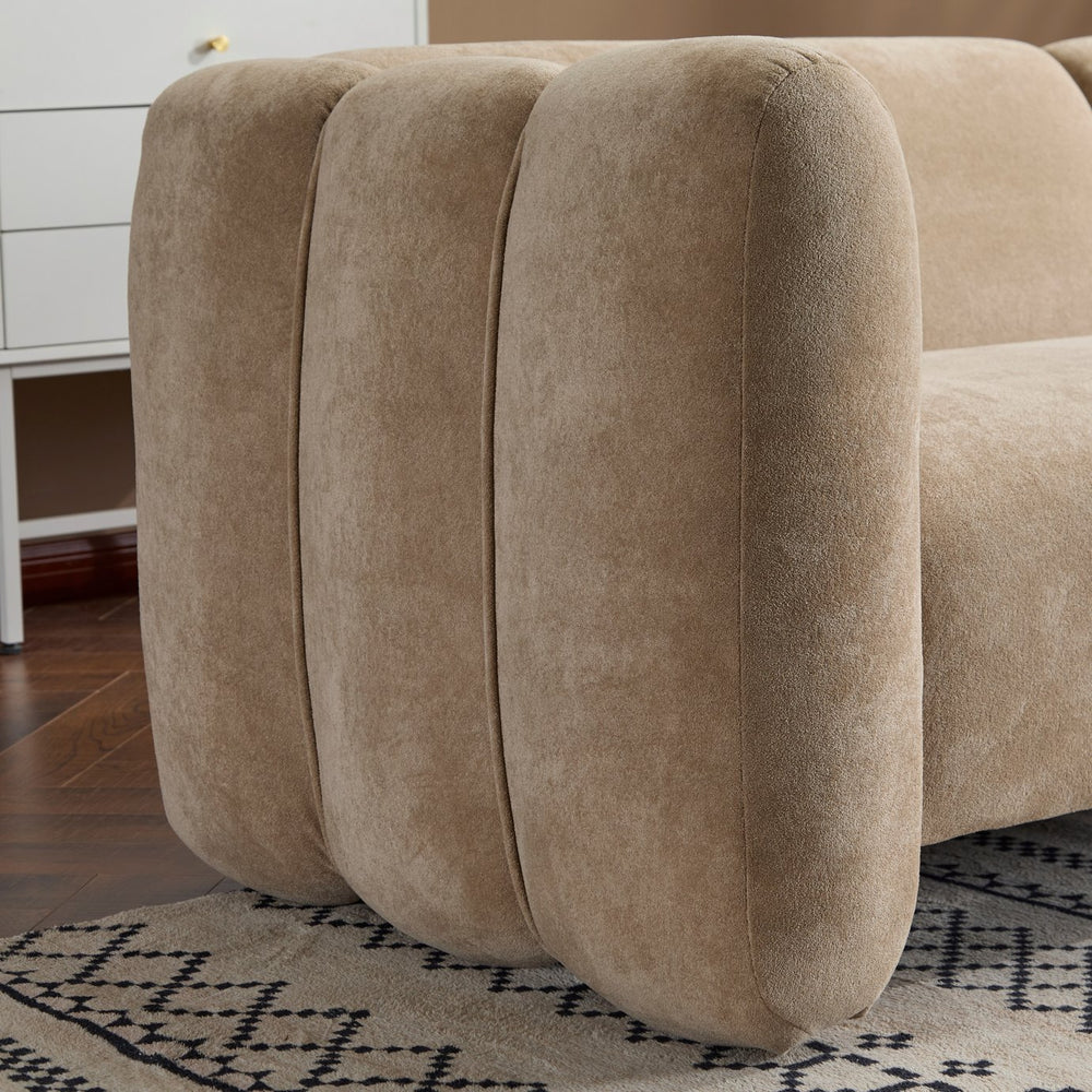 English Elm Christopher Knight Home® - Tonson 83" 3-Seater Sofa with Wave Design, Cloud-Like Cushions, Durable 900 lb Support, Modern Elegance Camel N773IS00030N