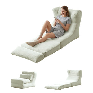 English Elm Cloud Corduroy Sleeper Chair Foldable High Density Foam Seat for Small Space Living Beige W1765P448558