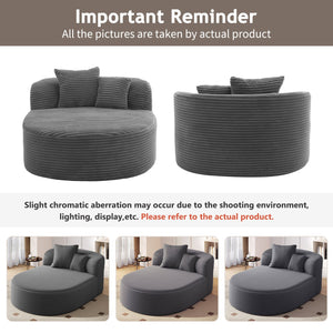 English Elm Modern Chaise Lounge Sofa oversized corduroy chaise with high-density foam, spring support & pillows Gray N719P329129E
