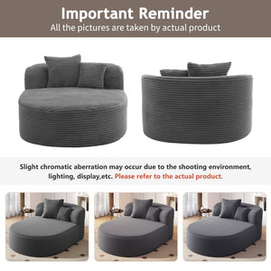 English Elm Swivel Barrel Accent Chair Chenille Tufted Round Club Seat for Living Room Lounge Gray N719S002370E