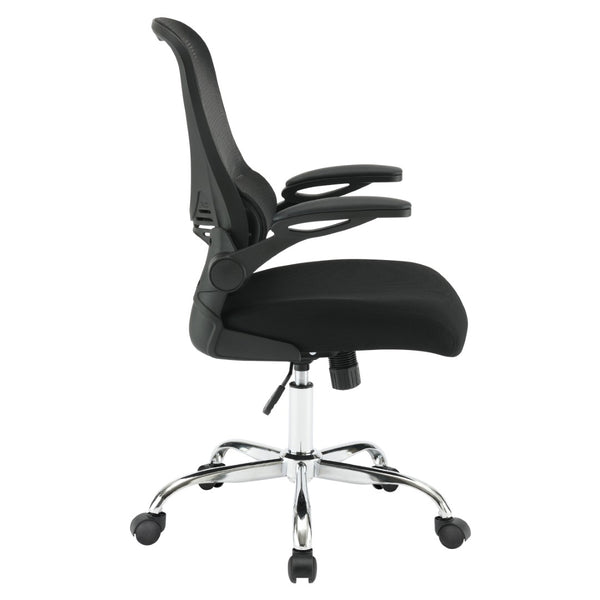 OSP Home Furnishings Mesh Back Ergonomic Office Chair with Lumbar Support Flip up Arms and Foam Seat Cushion Black EM96809C-3
