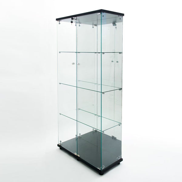 English Elm Tempered Glass Display Cabinet With Mirrored Back, Bluetooth Led Light & Lock For Secure Storage W3155S00015-GIGA