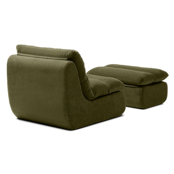 English Elm 32" Tufted Foam Chaise Lounge with Matching Ottoman for Adults Bedroom Living Room Green W1117P436366