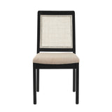 English Elm Walker Edison - Modern Solid Wood Dining Chair With Rattan Inset Back, Set Of 2, Black